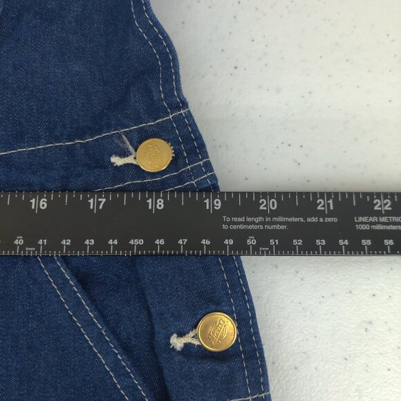 Dickies Overalls Mens 38x32 Blue Denim Bib Workwear Hammer Carpenter Zip Fly - Picture 13 of 16